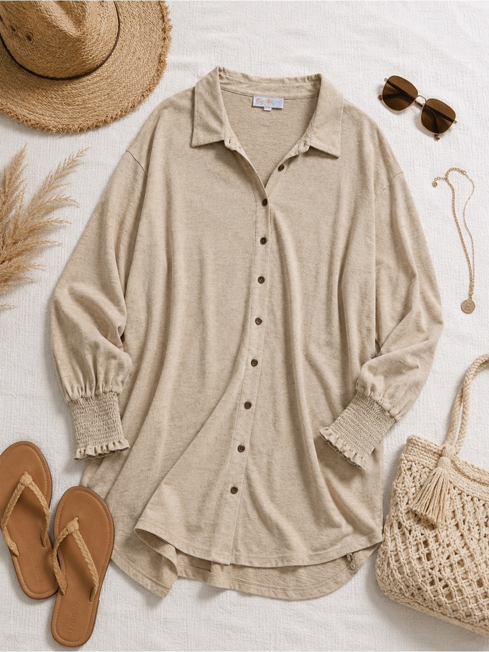 Free People Beach Promenade Mini Shirt Dress Tunic | Oversized Linen Blend | XL - Picture 2 of 8
